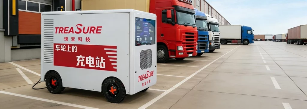 Mobile EV charging robot for logistics fleet depot